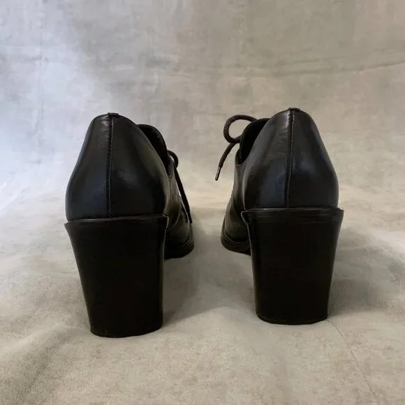 Bruno de Milano Square Toe Pumps Women's 7 Dark Brown Heeled Derbys Oxfords - Picture 3 of 10